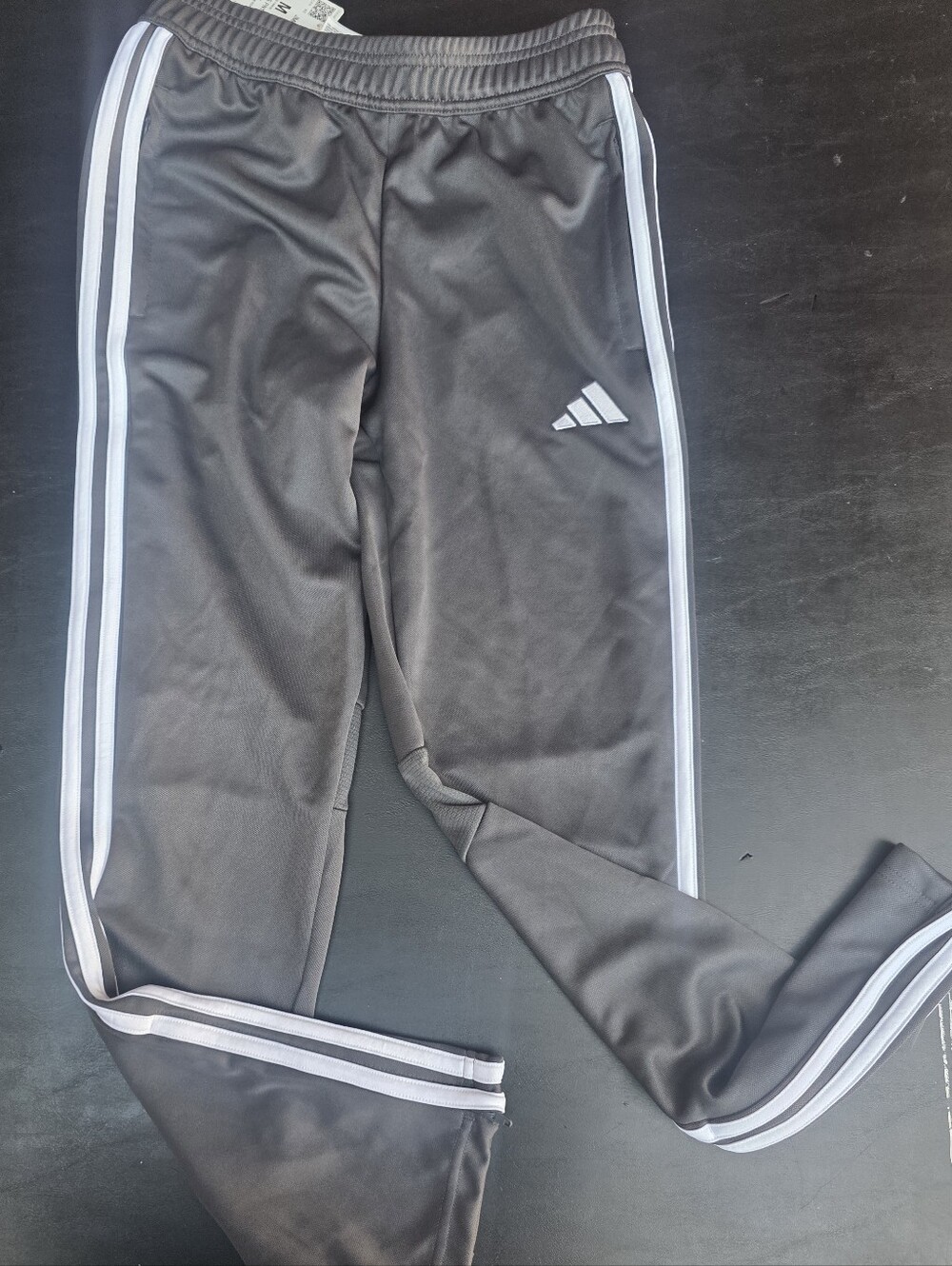 Adidas Kids Gray Track Pants with White Stripes